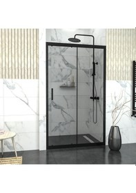 Resim Tekno Duş Black Capello 6mm Füme Cam 1 Sabit 1 Sürgü İki Duvar Arası Duşakabin Füme 