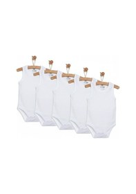 Resim Hellobaby Unisex 5li Beyaz Body Zarf Yaka Atlet Kol 
