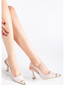 Resim Suins Shoes Suins Jessa Model Kadın Topuklu Burnu Metal Detaylı Stiletto Ayakkabı Ten 