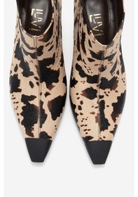 Resim Luvishoes Luvi Shoes Rassel Bej Desenli Mat Burunlu Kadın İnce Topuklu Bot Bej 