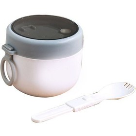 Resim Yalıtımlı Kahvaltılık Kupa 304 Paslanmaz Çelik Kapak Kaşık Süt Çorbası Kavanozu Taşınabilir Congee Kabı Beyaz Çok Renkli 