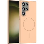 Resim Mobilzone Galaxy S24 Ultra Kılıf Magsafe Şarj Özellikli Zore Ruby Silikon Kapak - Desert Titanyum uyumlu 