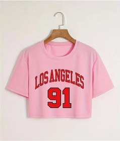 Resim Dayuhu Los Angeles 91 Brooklyn Grafik Kırpma T-shirt - Rahat Kadın Spor Üstaçık Açık 