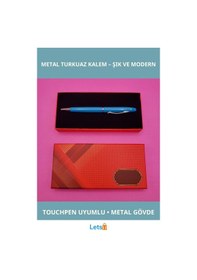 Resim Kutulu Metal Turkuaz Tükenmez Dokunmatik Kalem Çok Renkli 