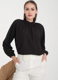 Resim CNG MODA Tesettür Kuşaklı Kol Büzgülü Gömlek 