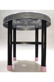 Resim abnturk Gümüş Gri Yuvarlak Duşakabin Banyo Taburesi Sağlam Plastik 100kg Taşır Iş+ev Piknikte Kullanıma Uyar 