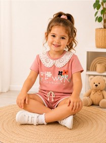 Resim Tucankids Kız Çocuk Pembe Yakalı Baskılı İkili Takım 