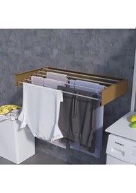 Resim Belize 100 cm Kurutmalık Çamaşır Askısı Duvara Monte Katlanabilir Çamaşırlık Cappuccino 