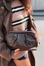 Resim I Love Shoes Lurine Kadın Clutch Çanta Acıkahve Mat Deri 