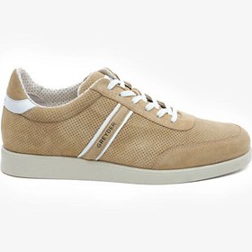 Resim Erkek Bej Hakiki Deri Sneaker Ayakkabı 