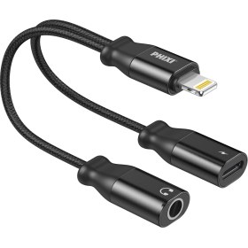 Resim Phixi Basic CA115 Hasır Örgülü Lightning To Jack And Lightning Çevirici 