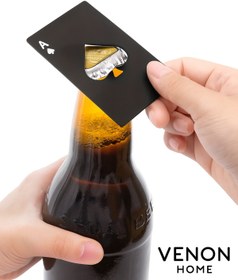Resim VENON Maça As Açacak Kartvizit Boyutu Cüzdan Boy Siyah Şişe Açacağı Bira Soda Meşrubat 