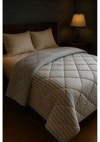 Resim Tek Kişilik Çift Taraflı Welsoft & Saten Kışlık Yorgan Ultra Yumuşak Pofuduk Dolgu, Sıcacık Konfor Gri 