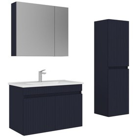Resim Orka Tivoli 85 Cm Mat Lacivert Banyo Dolabı Takımı Ve Boy Dolabı Lacivert 