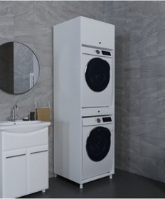 Resim Alfimo Mobilya Çamaşır - Kurutma Makinesi Dolabı Kapaksız BEYAZ 