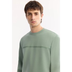 Resim AVVA Erkek Su Yeşili Bisiklet Yaka Pamuklu Bi-Stretch Baskılı Regular Fit Sweatshirt A52Y1325 