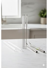 Resim 3 Lü Paslanmaz Çelik Pipet Temizleme Fırçası Seti 