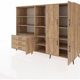 Resim Kronos Dolap 11 Raflı 3 Çekmeceli 5 Kapaklı 220x59x163 Çam-çam Çam-çam 