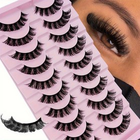 Resim 10 Çift DD Kıvrım Rus Şerit Kirpikler Kabarık Kalın Sahte Kirpikler DD Kıvrım Dramatik Dağınık Yapay Vizon Sahte Kirpikler Makyaj 