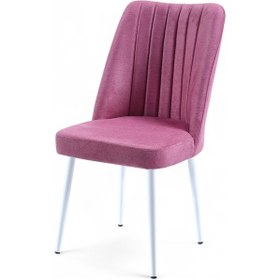 Resim Vento Sandalye - Jerika Gül Kurusu - Metal Beyaz Ayak 