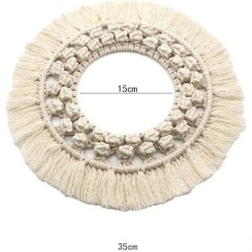 Resim Hombey El Yapımı Bej İç Dizayn Örgü Duvar Örtüsü - Skandinav Stili Yatak Odası Dekorasyonu Z150c 