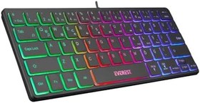 Resim Everest KB-73M MINICO USB Rainbow Aydınlatmalı Q Klavye Slim 