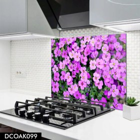Resim Olinpa Cam Ocak Arkası Koruyucu | Mor Çiçek Desenli 