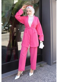 Resim Misskayle Cep Detaylı Kimono Takım Fuşya Fuşya 
