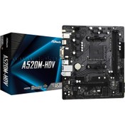 Resim AsRock A520M-HDV Socket AM4, DDR4 4733+Mhz(O.C.), M.2, USB 3.2, HDMI, DVI, VGA mATX A520 Anakart 
