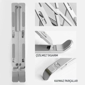 Resim Storemax Ilkatech ILKA07 Taşınabilir 7 Kademeli Laptop Stant Bilgisayar Stant Notebook Stant Tüm Laptoplarla Uyumlu Bilgisayar Standı Taşınabilir Metal Kaymaz Stant Dizüstü Bilgisayar Stantı 