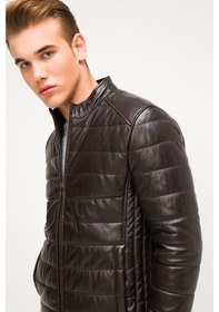 Resim İkbal Şişme Kahverengi /Hakiki Erkek Deri Mont/Ceket 