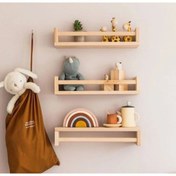 Resim Montessori Kitaplık Çocuk Bebek Odası Rafı Ahşap Kitaplık Askılık 60 Cm 3lü Ters Düz Raf 
