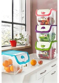 Resim 3 Adet Patates Soğan Kiler Saklama Kabı Düzenleyici Set 12 L 32 