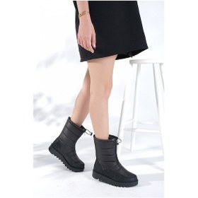 Resim Kadın Önden Fermuarlı Kar Botu Siyah Siyah 