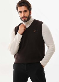 Resim Pelikan Erkek V Yaka Süveter 5610 Kahverengi 