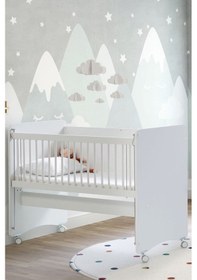 Resim Bw1060 - Pratik Tekerlekli Anne Yanı Beşik Beyaz 60 X 120 Beyaz 