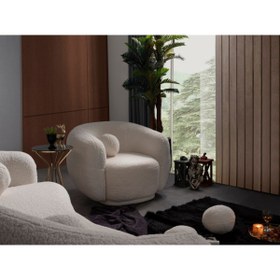 Resim Mobilya Stant Most Galaxy Berjer Beyaz Teddy Kumaş (EVİNİZE TESLİM) 