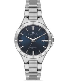 Resim Nacar Safir Cam Klasik Gümüş Kadın Kol Saati Nc36-391032-alm 