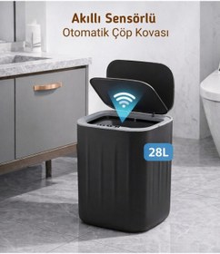 Resim Sunora Akıllı Sensörlü Otomatik Kapaklı Çöp Kovası Temassız Hijyenik Çöp Kutusu 10l Siyah 