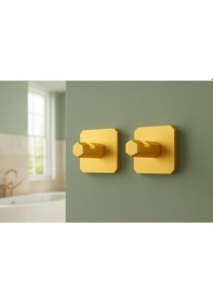 Resim 2 Adet Premium Gold Alüminyum Banyo Mutfak Havlu Bornoz Askısı Yapışkanlı Altın 