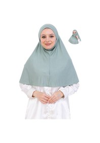 Resim Modish Group Hazır Başörtüsü Pratik İslami Giyim Penye Peçeli Türban Namaz İçin Yumuşak Eşarp Açık Yeşil 