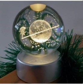 Resim Işıklı Cam Gece Lambası Küre Kristal Renk Değiştiren Led Işıklı Dekoratif Hediyelik Satürn Kızı Beyaz 