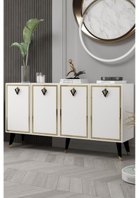 Resim 8210-32dd Kb150 Konsol, Tv Ünitesi Beyaz-altın-siyah Beyaz-altın-siyah 