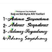 Resim SEÇ Ayna Altı El Yazıları Hologram Taç Hediyeli Yazı Sticker 