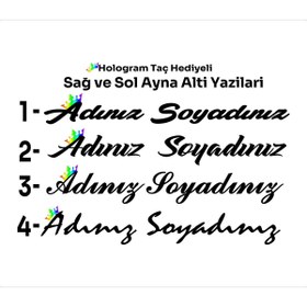 Resim SEÇ Ayna Altı El Yazıları Hologram Taç Hediyeli Yazı Sticker 