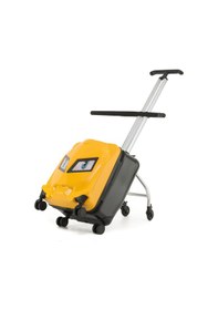 Resim Zampago Led Işıklı Göz Desenli Çocuk Valizi – Binilebilir, Düşme Engelleyici Sarı 