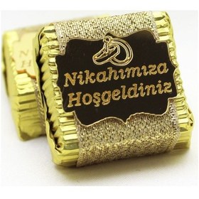 Resim Dark Brown Nikahımıza Hoşgeldiniz Çikolatası Sargılı Dolgulu 48 Adet 