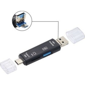 Resim 5068 Otg 3in1 Type-C ve Micro USB Tf Çevirici Dönüştürücü Kart Okuyucu 