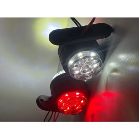 Resim Ahmet Otomotiv Mercekli Mini Takoz 12 Ledli Kırmızı-Beyaz 12V-24V 