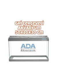 Resim Ada Akvaryum Gri Plastik Çerçeveli Akvaryum 50x30x20 Cm 